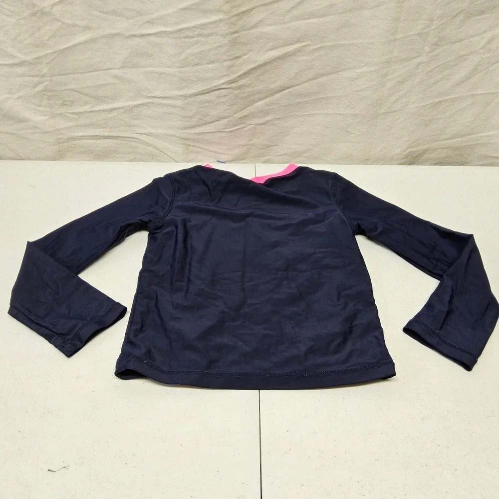 OshKosh B'gosh Rash Guard Girls Size 5 Navy Blue Heart Long Sleeve Swim Shirt
